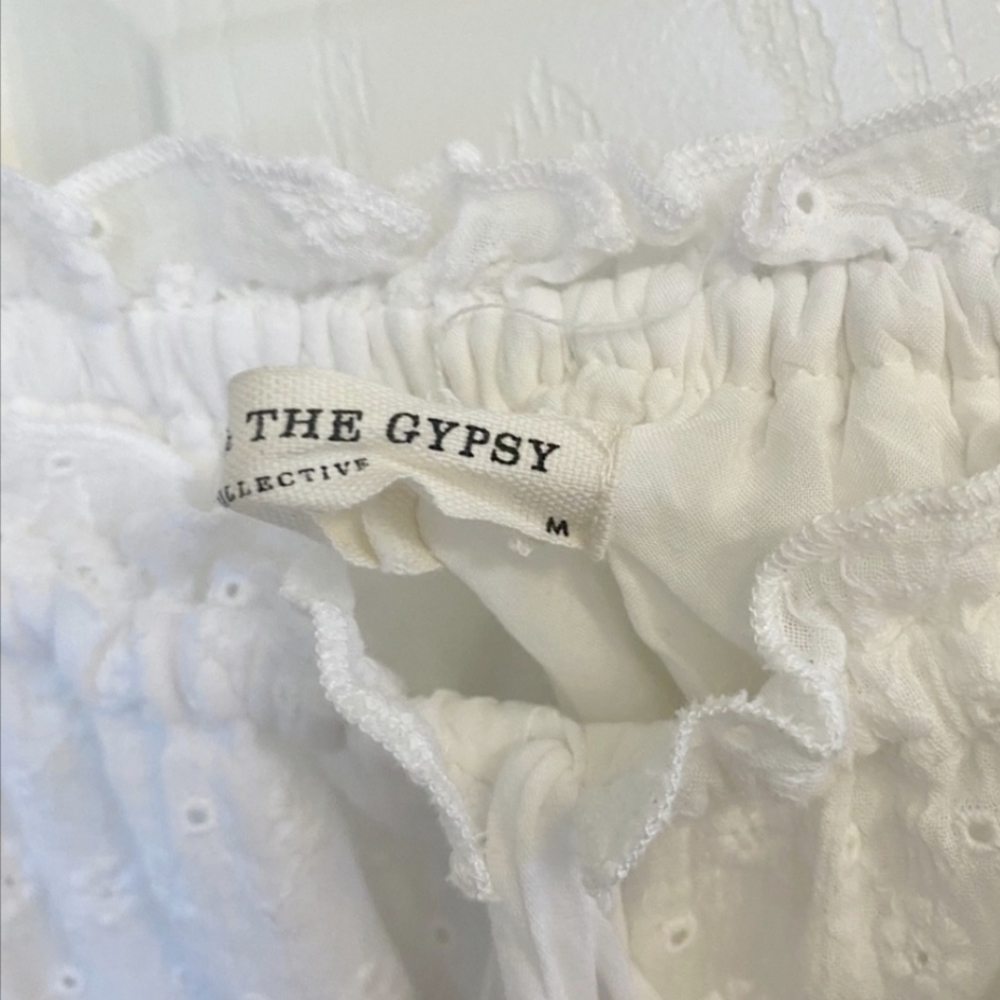 Daisy Chain White Eyelet Lace Ruched Dress Spell & The Gypsy - Picture 3 of 9